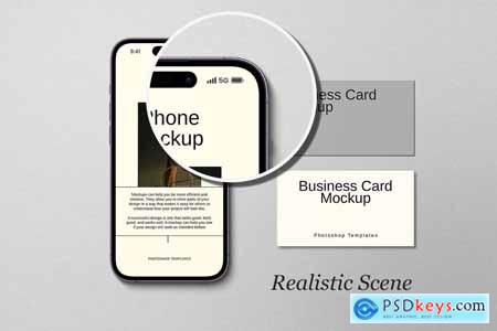 iPhone 14 Pro Max and Business Card Mockup