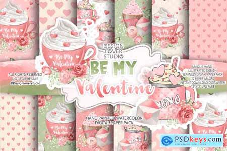 Be My Valentine digital paper pack