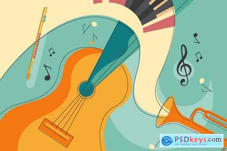 Illustration with Different Musical Instruments