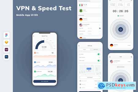 VPN & Speed Test Mobile App UI Kit