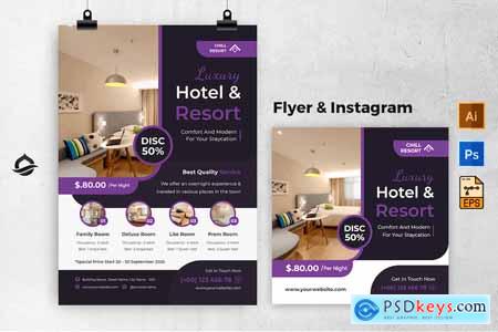 Luxury Hotel Resort Flyer & Instagram Post