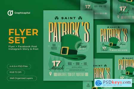 Green Retro St Patrick Flyer Set