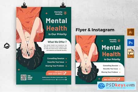Mental Healthy Center Flyer and Instagram Post