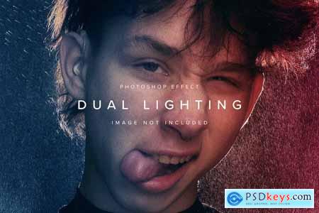 Red and Blue Dual Lighting PSD Photo Effect