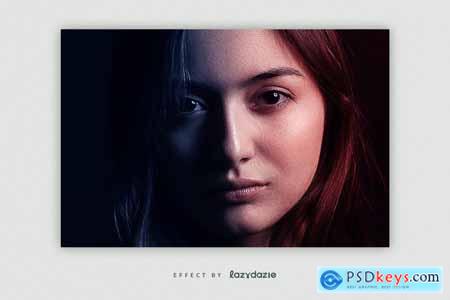 Red and Blue Dual Lighting PSD Photo Effect