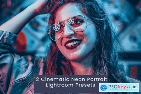 12 Cinematic Neon Portrait Lightroom Presets
