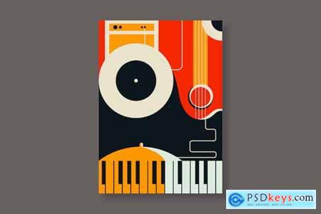 Jazz Poster with Abstract Musical Instruments