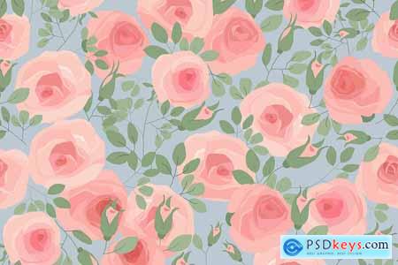 Vector Seamless Pattern with Pink Roses