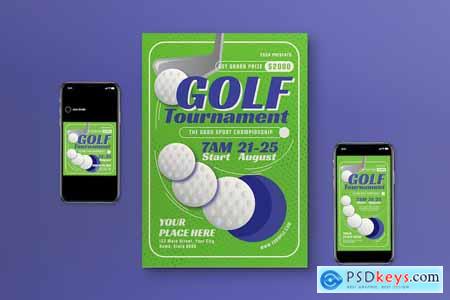Green Modern Golf Tournament Flyer Set