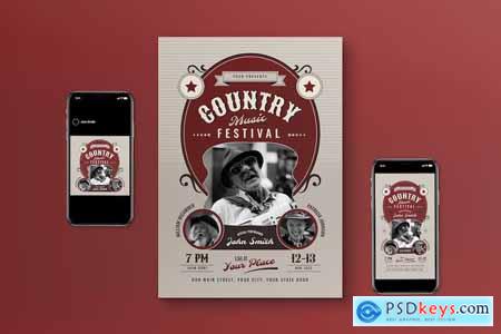 Red Retro Country Music Flyer Set