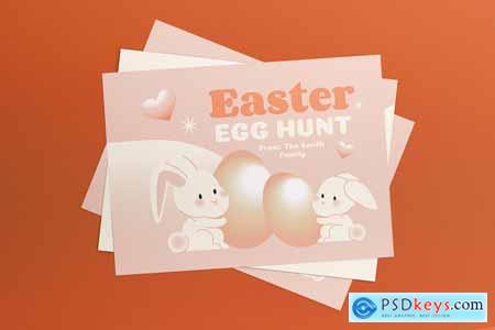 Peach Easter Egg Hunt Greeting Card Postcard
