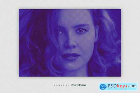 Blue Toned Risograph PSD Photo Effect