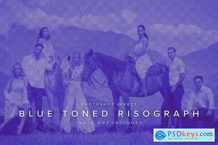 Blue Toned Risograph PSD Photo Effect