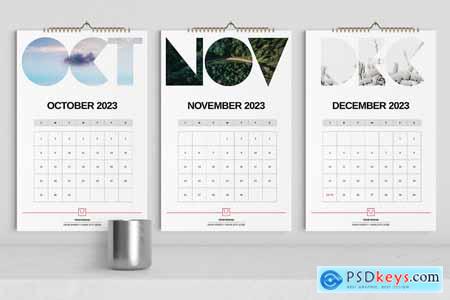 Typography Style Wall Calendar 2023 Template