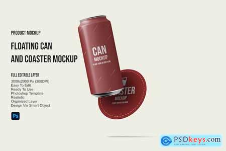 Floating Can and Coaster Mockup