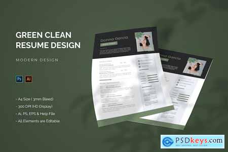 Green Clean Minimalist - Resume Template