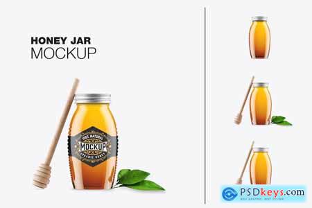 Set Honey Glass Jar Mockup