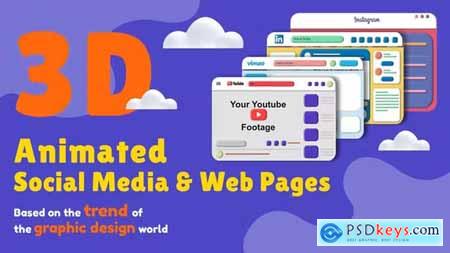 3D Animated Social Media and Web Pages Pack Animated presentation 43444797