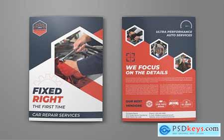 Car Repair Workshop Bi-Fold Brochure Template