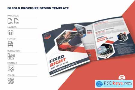 Car Repair Workshop Bi-Fold Brochure Template