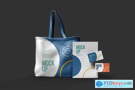 Tote Bag, business card and Letterhead Mockup