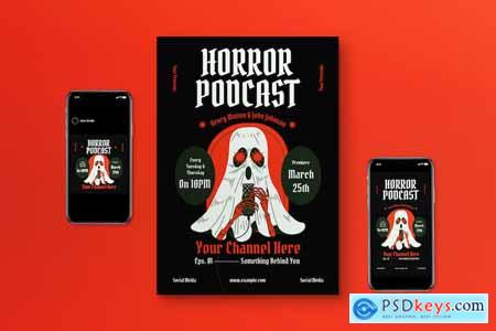 Black Vintage Horror Podcast Flyer Set