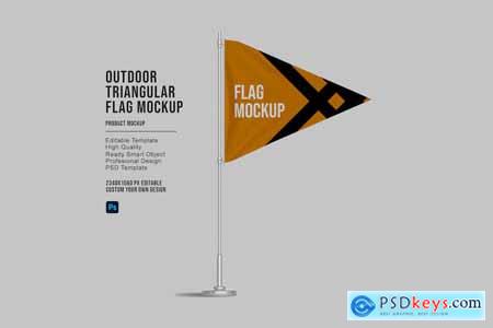 Outdoor Triangular Flag Mockup