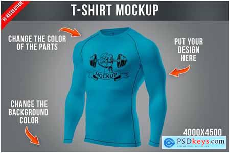 Long Sleeve Compression T-Shirt Mockup - Half Side