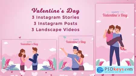 Valentine's Day Romantic Couples Instagram Stories & Posts - Cartoon Animation pack 43349455