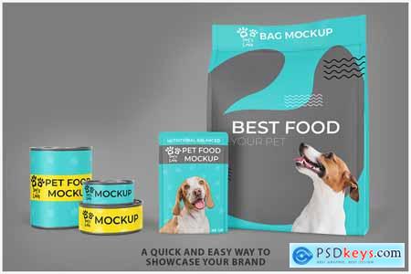 Pet Food Bag and Can Pack Mockup Set