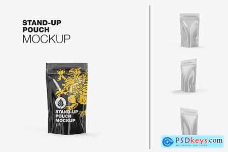 Set Glossy Stand-up Pouch Mockup