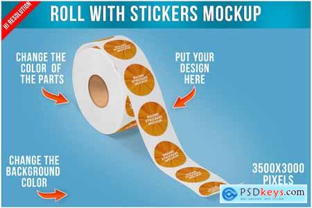Roll with Stickers Mockup