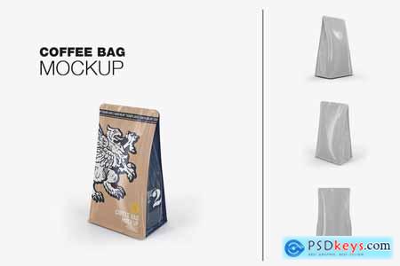Set Kraft Paper Coffee Bag Mockup