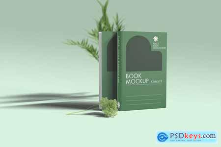 Book Cover Mockup with Plant Ornament
