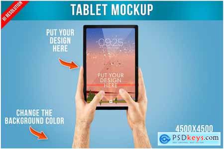Tablet Mockup in Hand Template