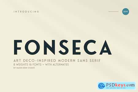 Fonseca art deco font family pack