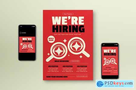 Red We Are Hiring Flyer Set