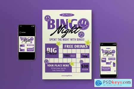 Purple Bingo Night Flyer Set