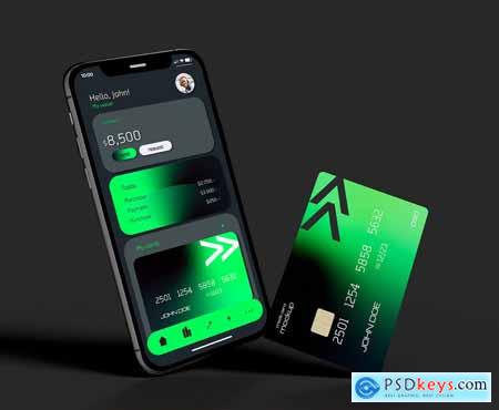 Smartphone with Bank Card Mockup