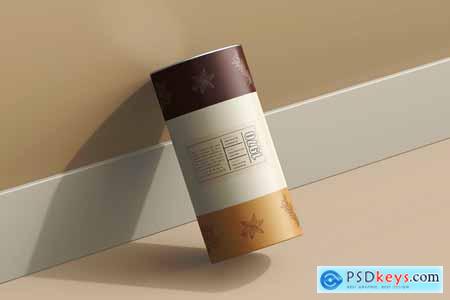 Paper Tube With Metallic Lid Spice Package Mockup