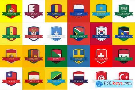 World Flags Ribbon Banners