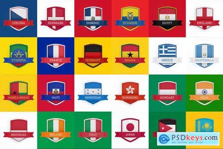 World Flags Ribbon Banners