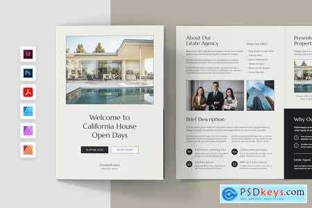 Real Estate Open House Brochure Bi-Fold Template