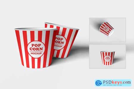 Plastic Round Popcorn Basket Mockups
