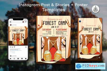 Forest Camp Instagram Post Stories Flyer