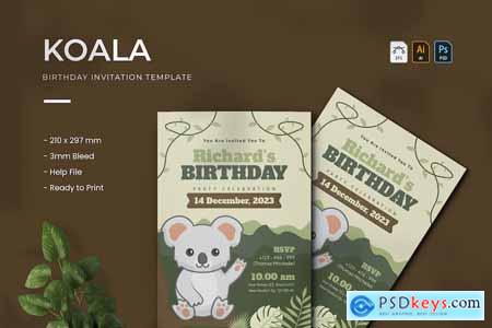 Koala - Birthday Invitation