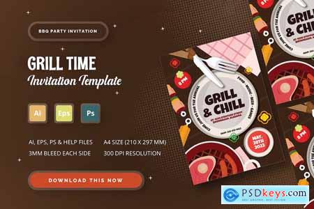 Grill Time - Party Invitation
