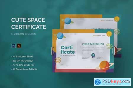 Cute Space - Certificate Template