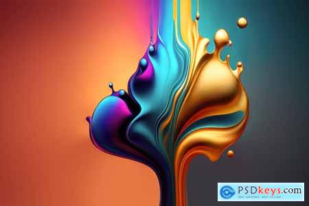 3D Liquid Colorful Paint Background