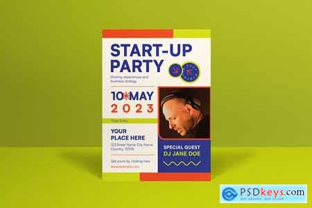 White Flat Design Start-Up Party Invitation